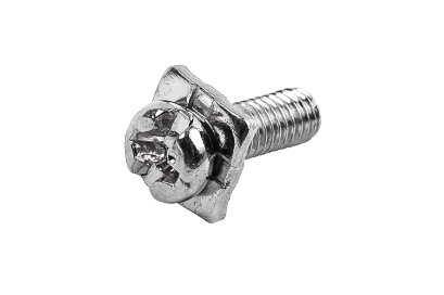 [E] น็อตยึดสายไฟ สแตนเลสชุบนิกเกิ้ล M3.5x10 mm พร้อมแหวนทรงสี่เหลี่ยม ขนาด 7x7 mm